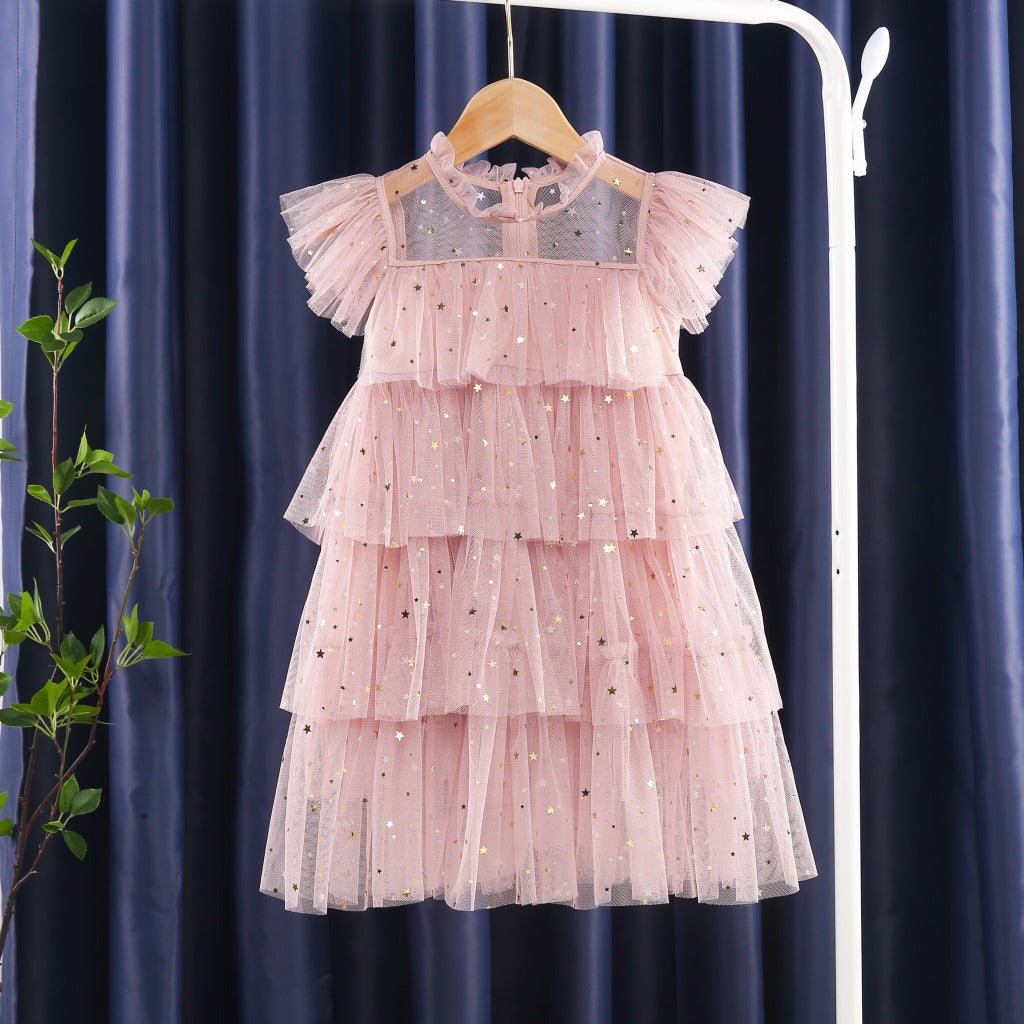 Girls' Dress Fairy Dress Star Sequins Cake.
