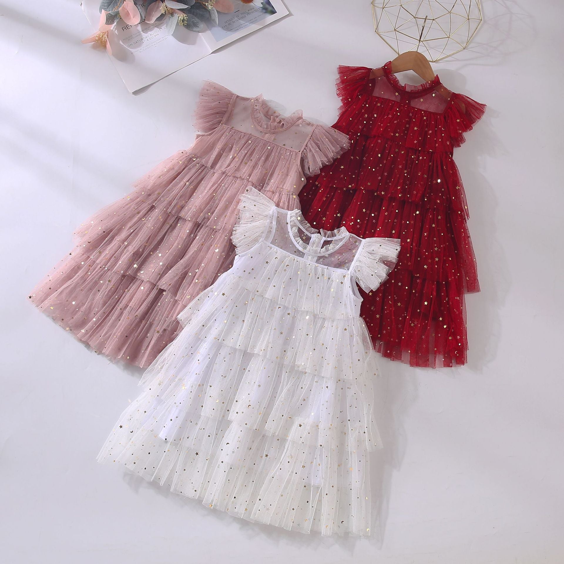 Girls' Dress Fairy Dress Star Sequins Cake.
