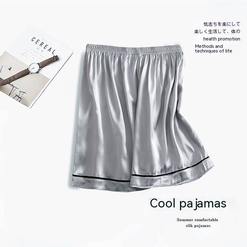 Men's Ice Silk Thin Large Size Pajamas Shorts.