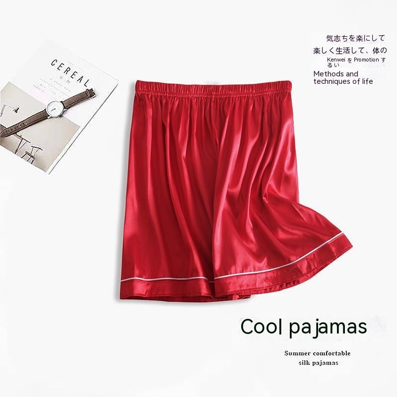 Men's Ice Silk Thin Large Size Pajamas Shorts.