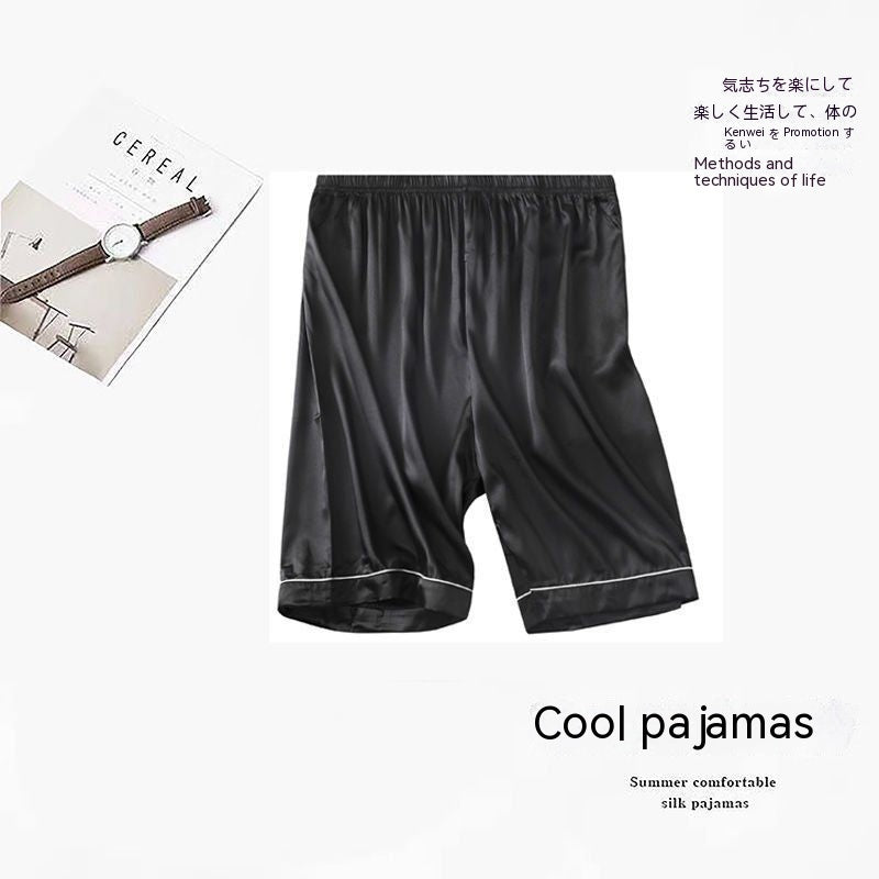 Men's Ice Silk Thin Large Size Pajamas Shorts.