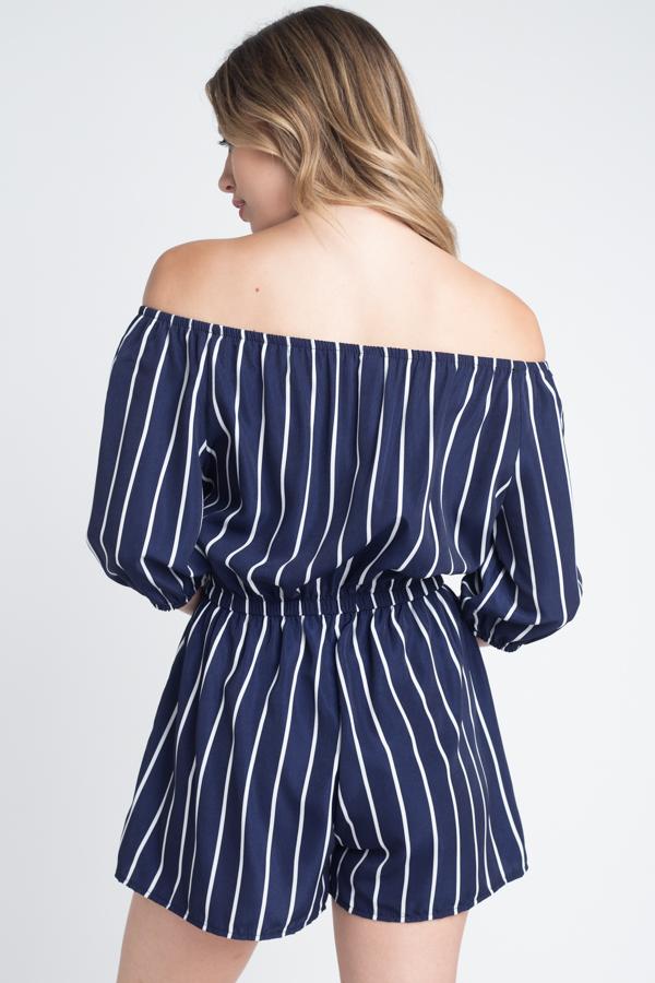 Women's Off Shoulder Stripe Romper - Styles for everyone