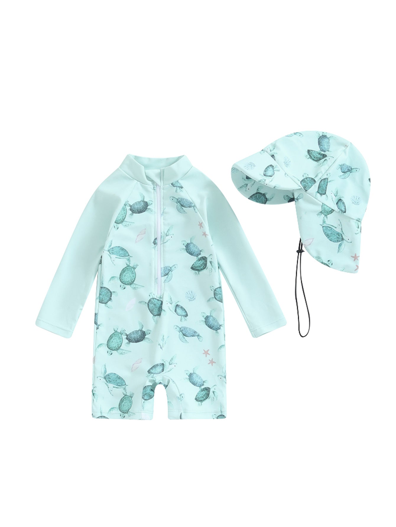 Hat One-piece Long Sleeves Children's Swimsuit.