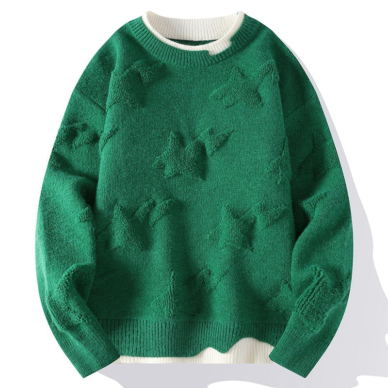 Autumn And Winter Round Neck Sweater Knitwear Men's Clothing Plus Size.