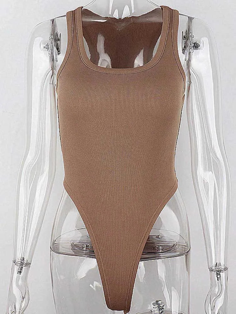 Sleeveless Knit Bodysuit Hot Summer Sexy Bodycon Off Shoulder Halter - Styles for everyone