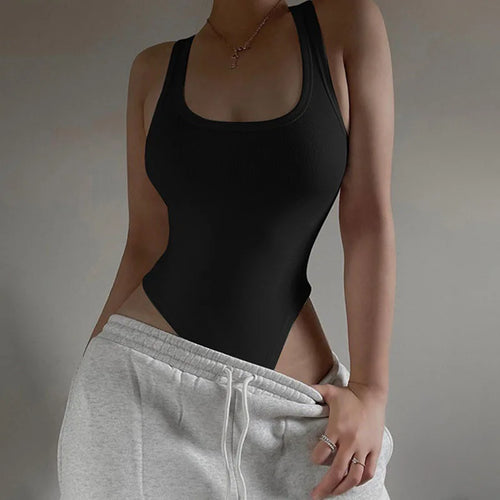 Sleeveless Knit Bodysuit Hot Summer Sexy Bodycon Off Shoulder Halter - Styles for everyone