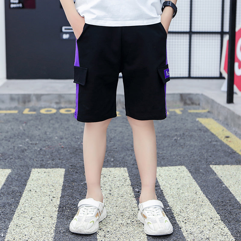 Children's Sports Cotton Cropped Trousers Middle Pants Trendy Thin Pants.
