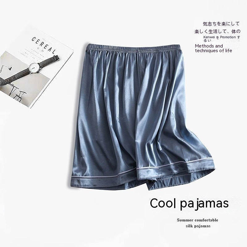 Men's Ice Silk Thin Large Size Pajamas Shorts.