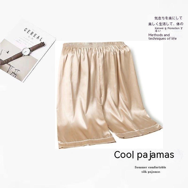 Men's Ice Silk Thin Large Size Pajamas Shorts.