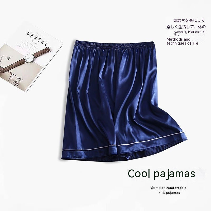 Men's Ice Silk Thin Large Size Pajamas Shorts.