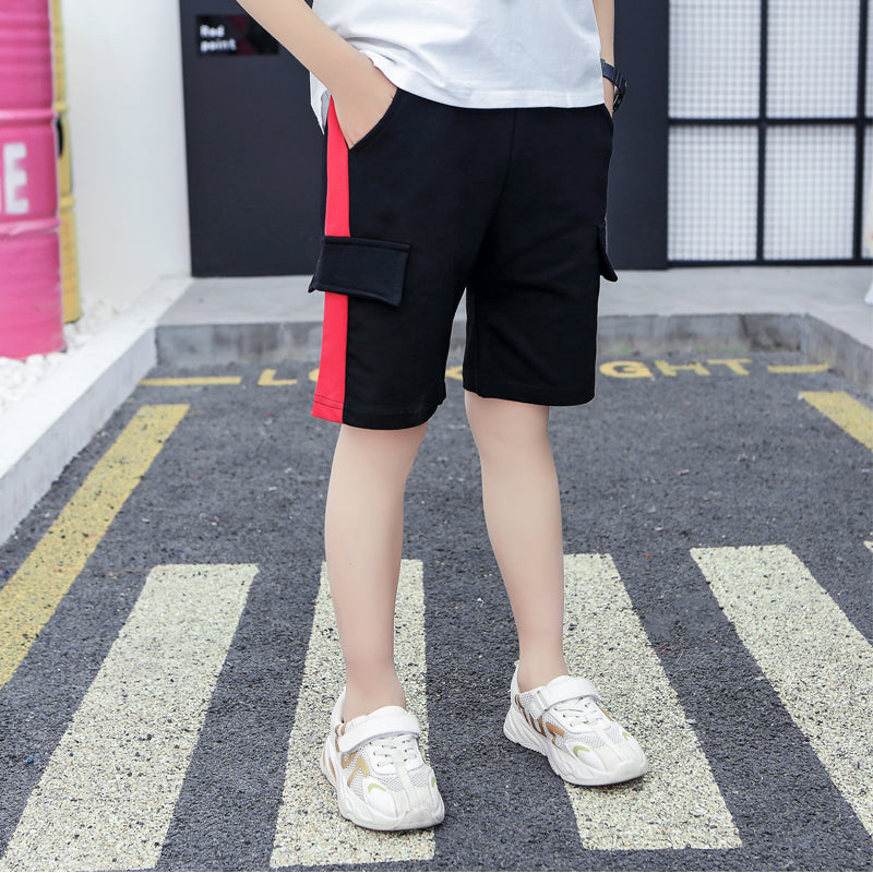 Children's Sports Cotton Cropped Trousers Middle Pants Trendy Thin Pants.